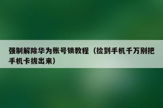 捡到华为手机怎么解锁（捡到华为手机解锁会不会被定位）-图1