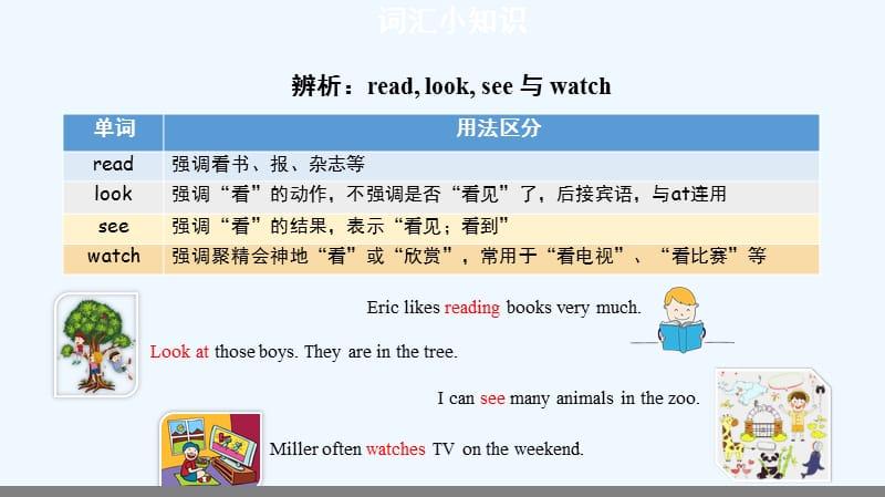 英语中，look，see，watch，read有什么区别，看报纸用look还是read-图1