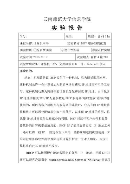 安装配置DHCP服务器实验报告_实验报告-图2